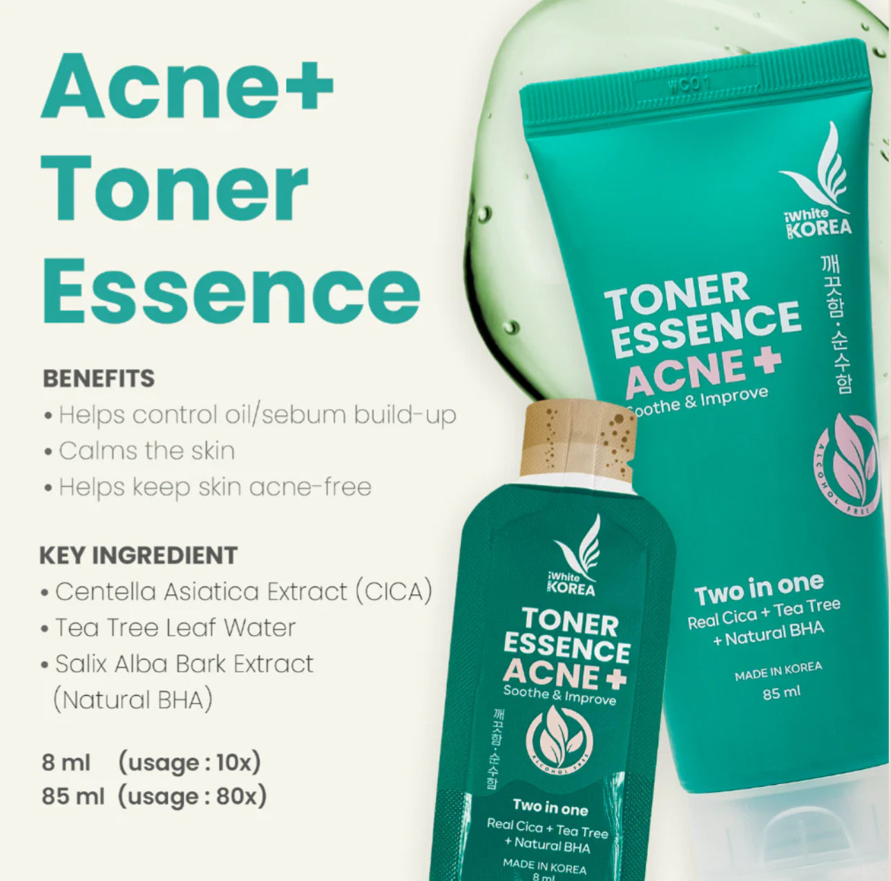 iWhite Korea Toner Essence Acne+ (Soothe & Improve) 85ml