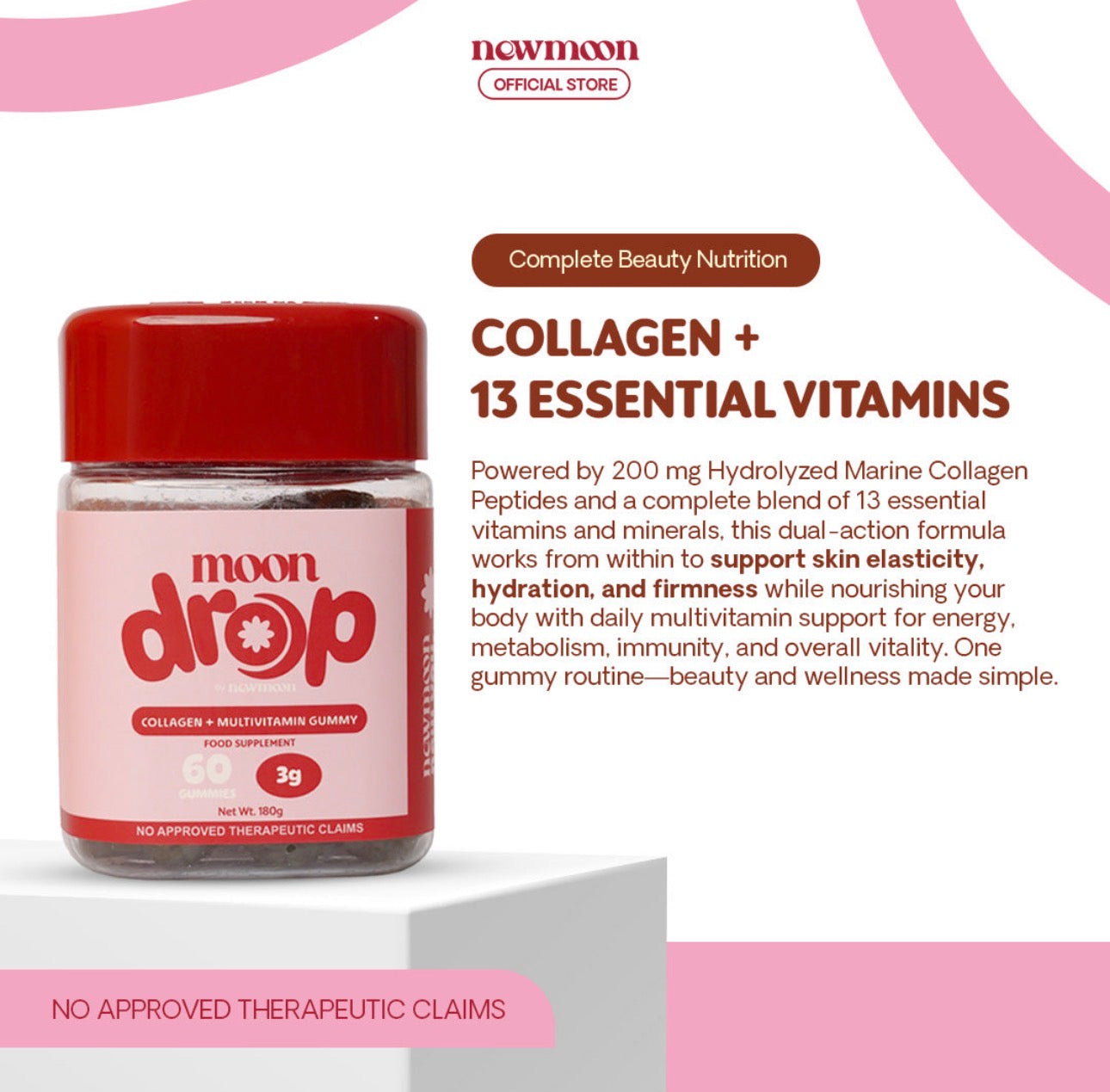 Moon Drop Radiant Key Collagen + Multivitamin 60 Gummies (By Newmoon)