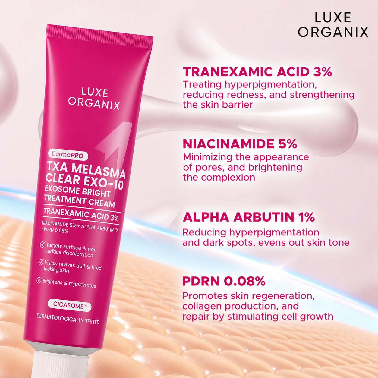 Luxe Organix TXA Melasma Clear Exosome Bright Treatment Cream 30g