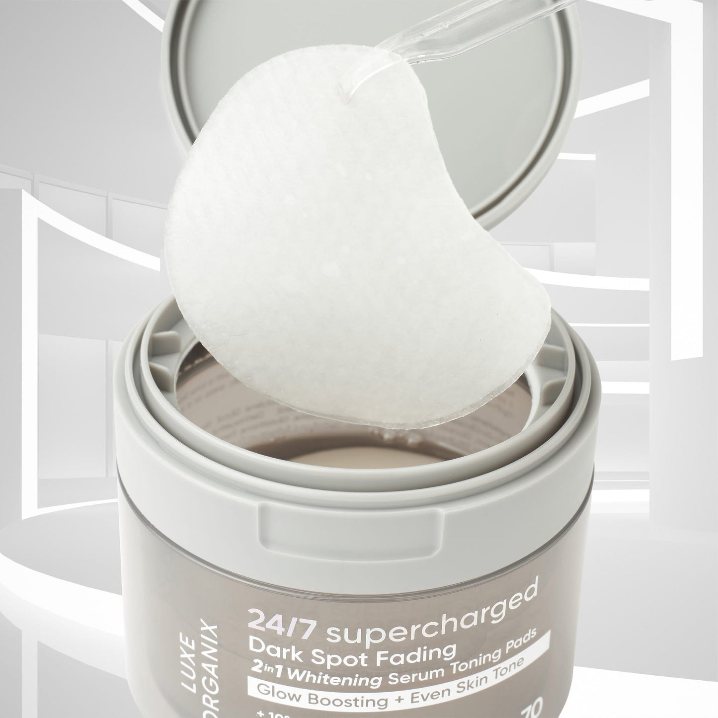 Luxe Organix 24/7 Supercharged Dark Spot Fading 2-in-1 Whitening Serum Concentrated Pads (Glow Boosting + Even Skin Tone)