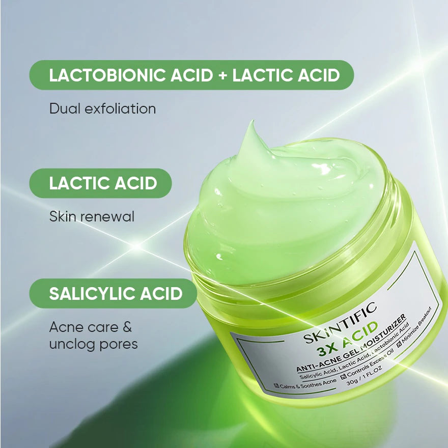 SKINTIFIC 3X Acid Anti-Acne Gel Moisturizer 30g