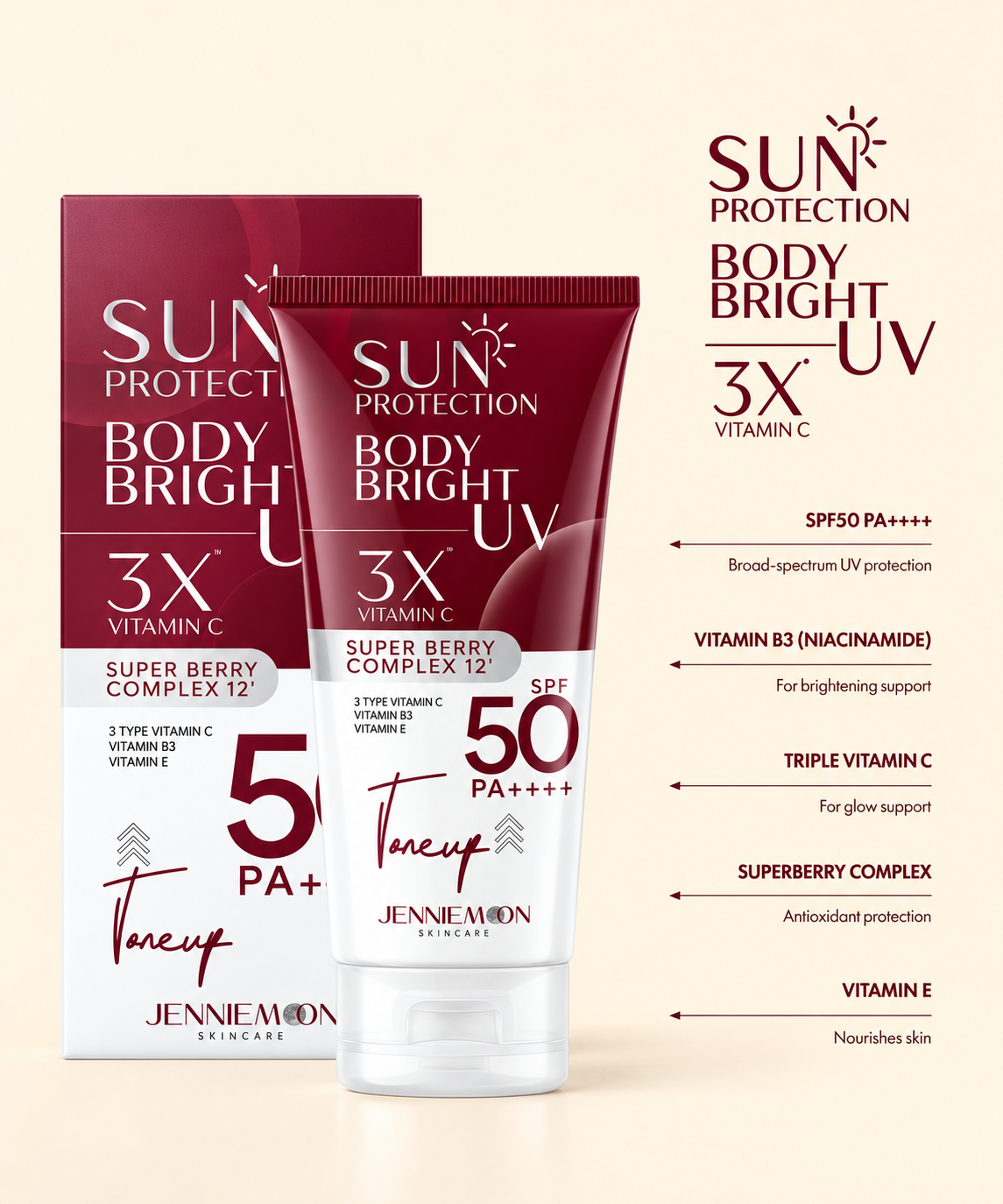 Jennie Moon Sun Protection Body Bright UV 3X Vitamin C 100g