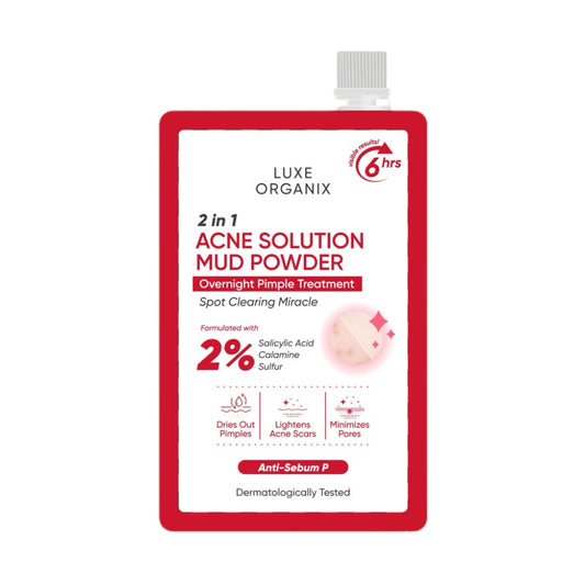 Luxe Organix 2 in 1 Acne Solution Mud Powder Overnight Pimple Treatment 9g