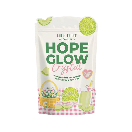 Luna Aura Hope Glow Crystal Honeydew Green Tea, Dandelion & L-Carnitine Juice Drink 10s
