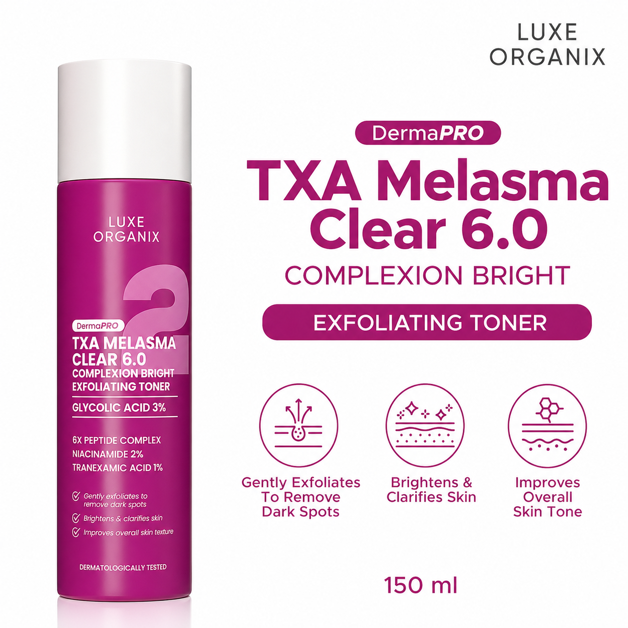 Luxe Organix TXA Melasma Clear Complexion Bright Toner 150ml