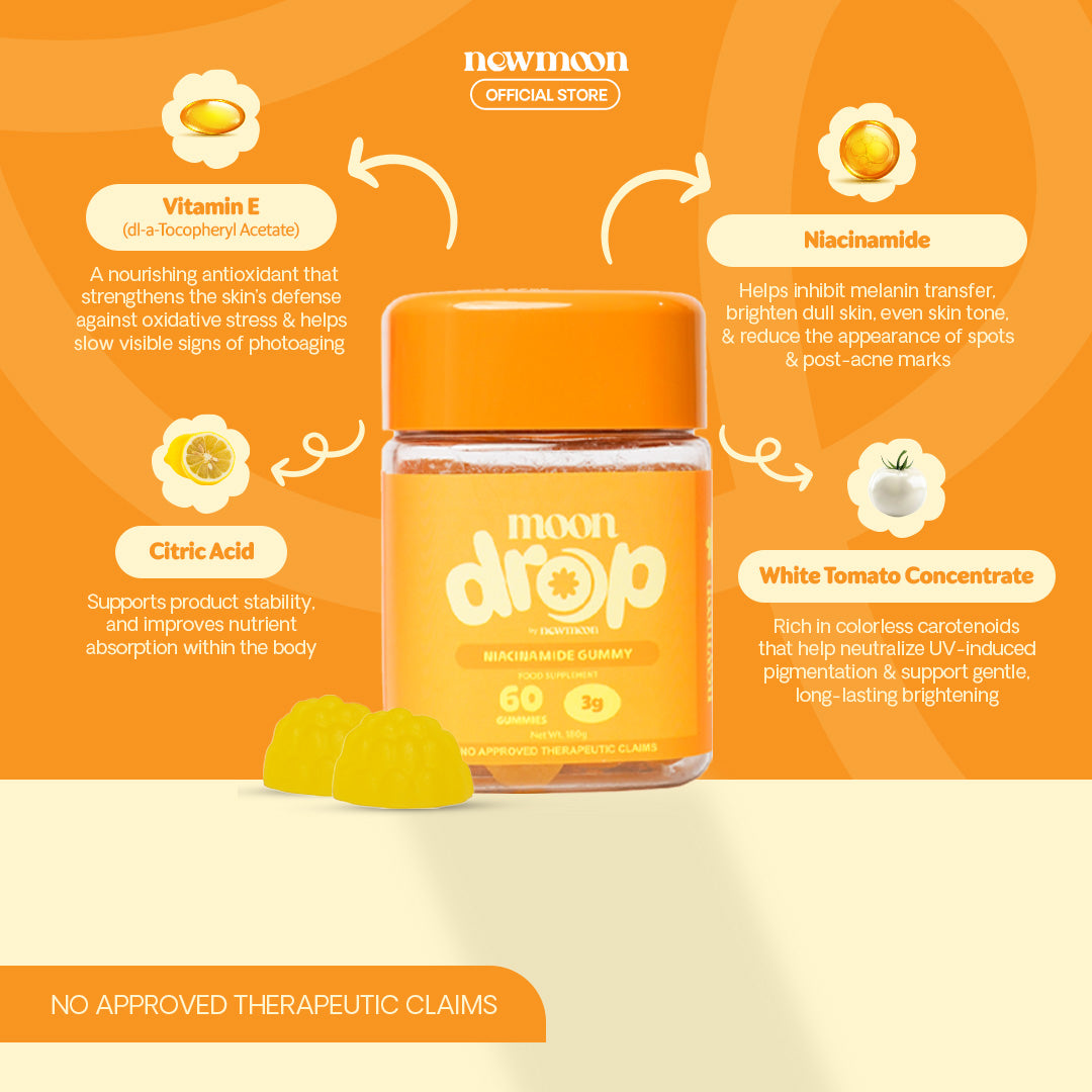 Moon Drop Radiant Glow Niacinamide & White Tomato 60 Gummies (By Newmoon)
