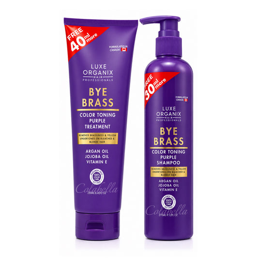 Luxe Organix Bye Brass Color Toning Purple Treatment Shampoo (270ml) & Conditioner (250ml) Set
