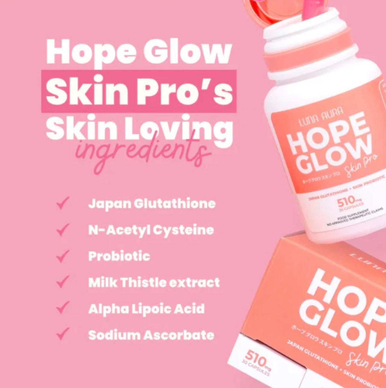 Hope Glow Skin Pro Japan Glutathione + Skin Probiotic