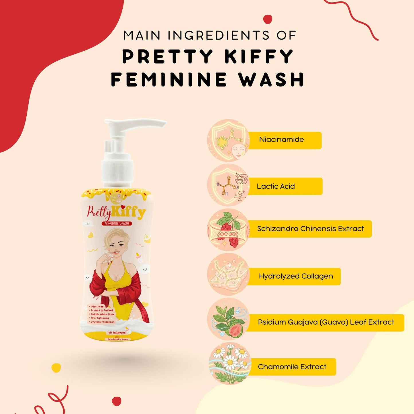 Pretty Kiffy Feminine Wash Pinkish Glow by Pretty Jin - pH Balanced & Gentle-Cleansing 100ml