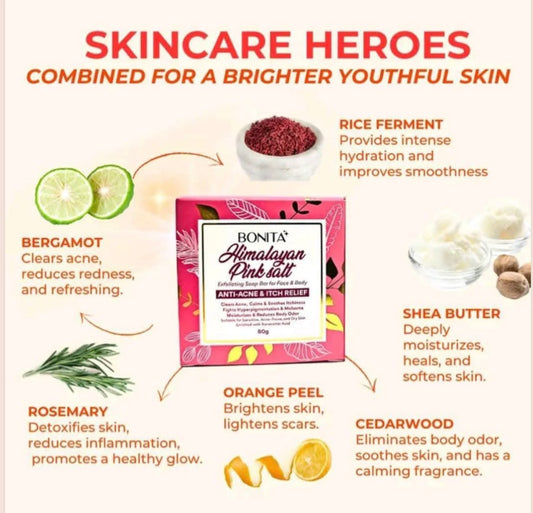 Bonita Himalayan Pink Salt Soap (Anti-Acne & Itch Relief) 80g