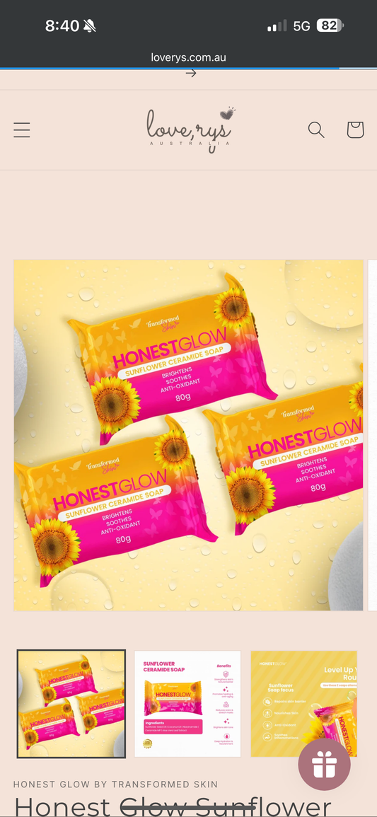 Honest Glow Sunflower Ceramide Soap by Transformed Skin 80g