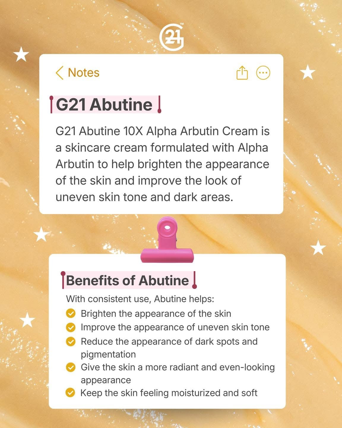 G21 Abutine 10X Alpha Arbutin Cream 200g