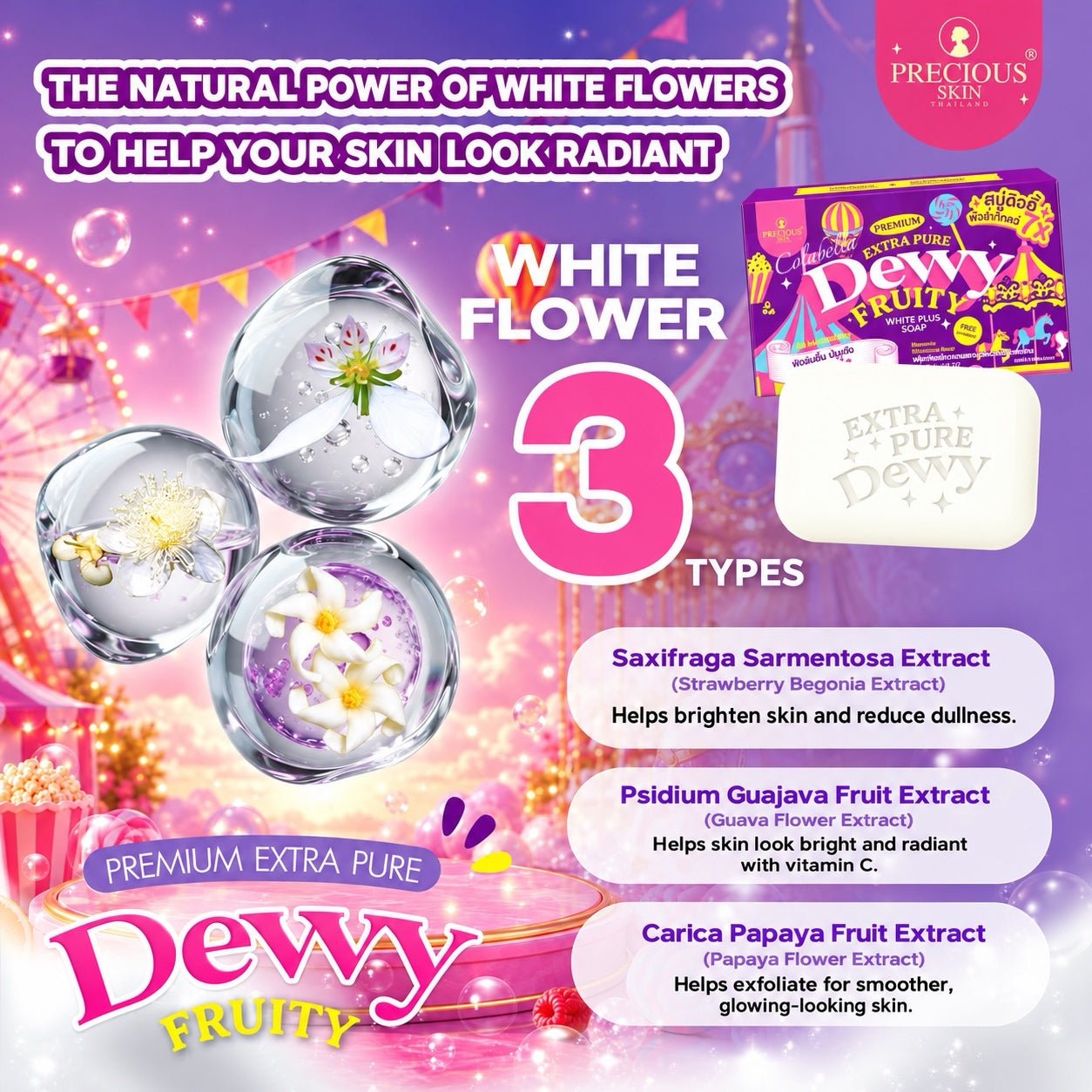 Precious Skin Thailand Premium Extra Pure Dewy Fruity White Plus Soap 70g
