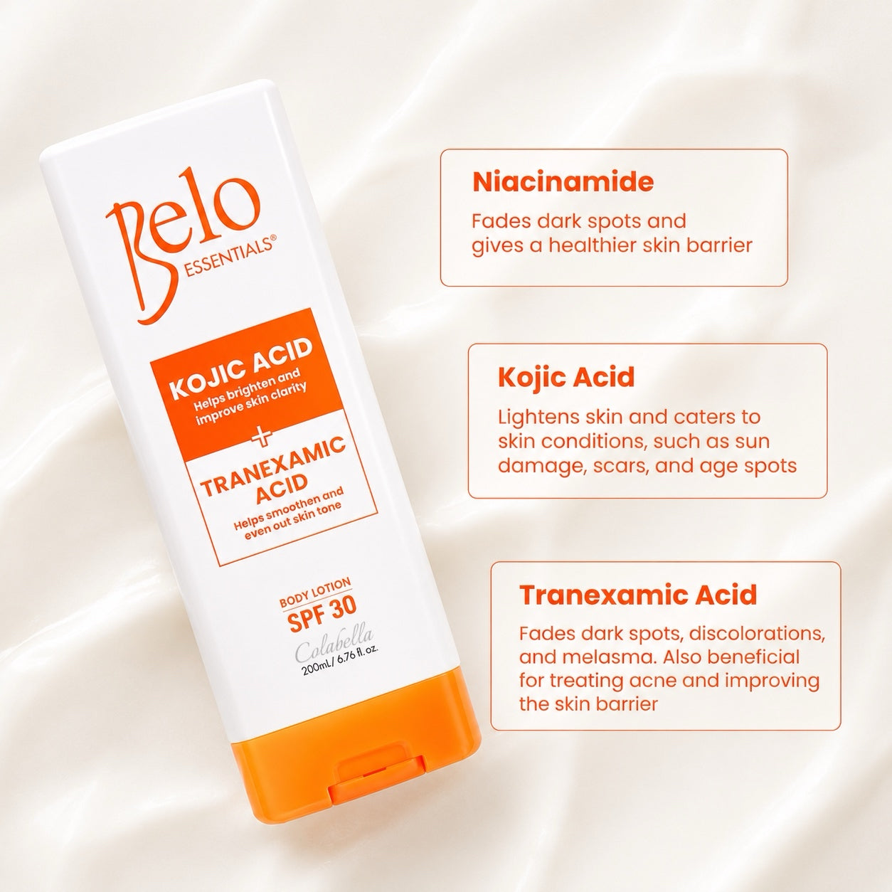 Belo Kojic Acid + Tranexamic Acid Body Lotion (Choose a Size)