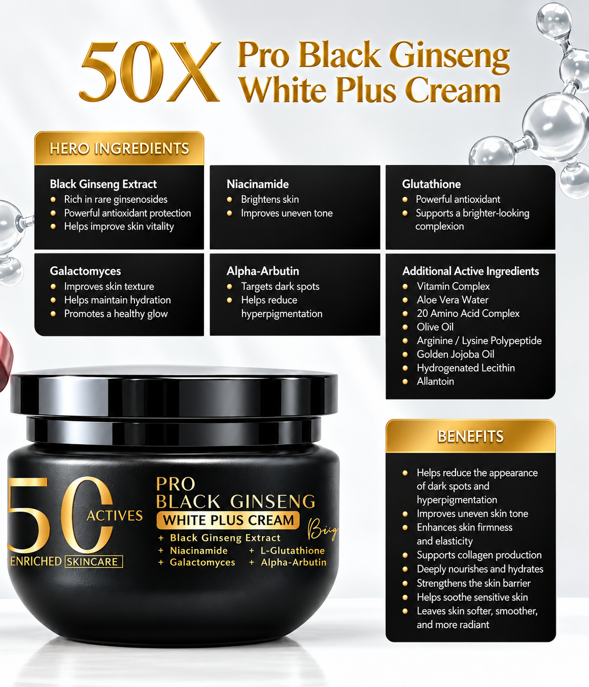 Jennie Moon Pro Black Ginseng White Plus Cream 250ml