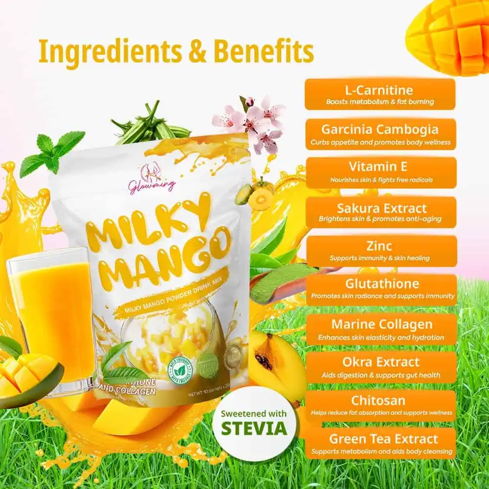 Glowming Milky Mango Appetite Suppresant Drink by Cris Cosmetics 10s