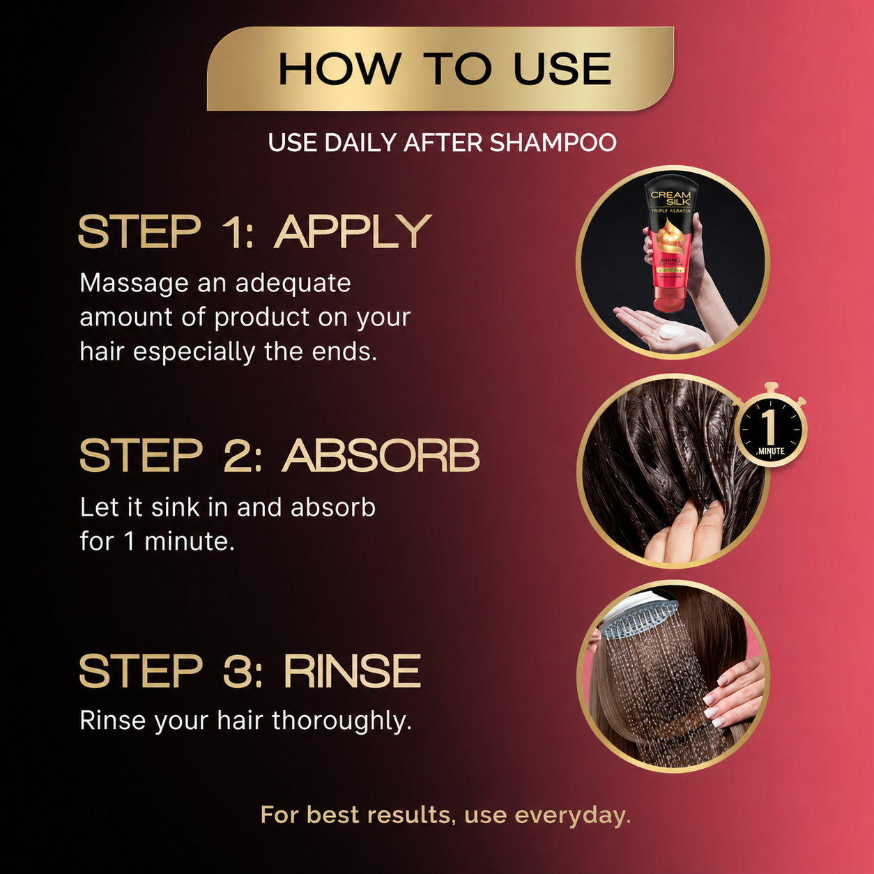 CreamSilk Triple Keratin Serum Conditioner Ultimate Color Revive 300ml