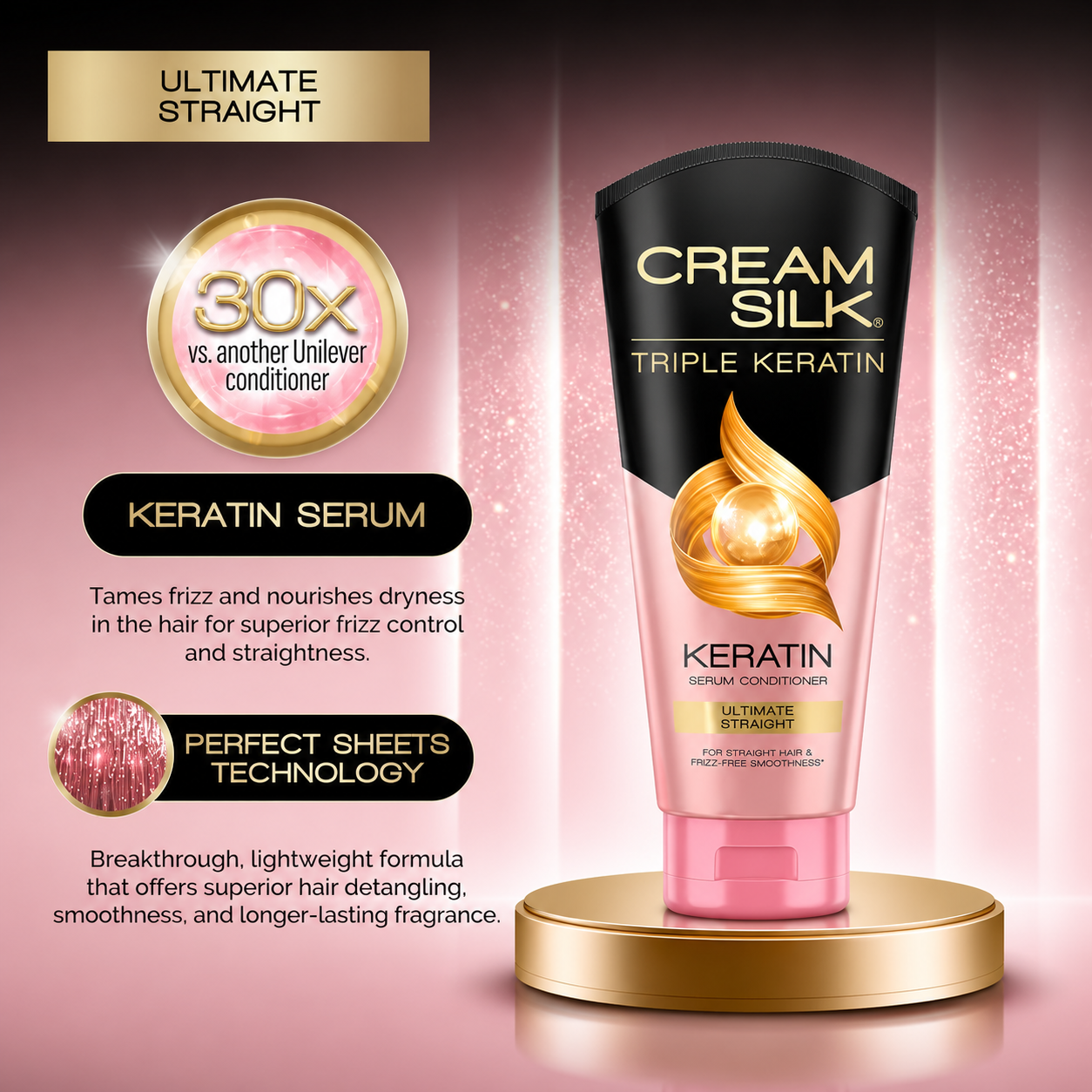 CreamSilk Triple Keratin Rescue Conditioner Ultimate Straight 170ml