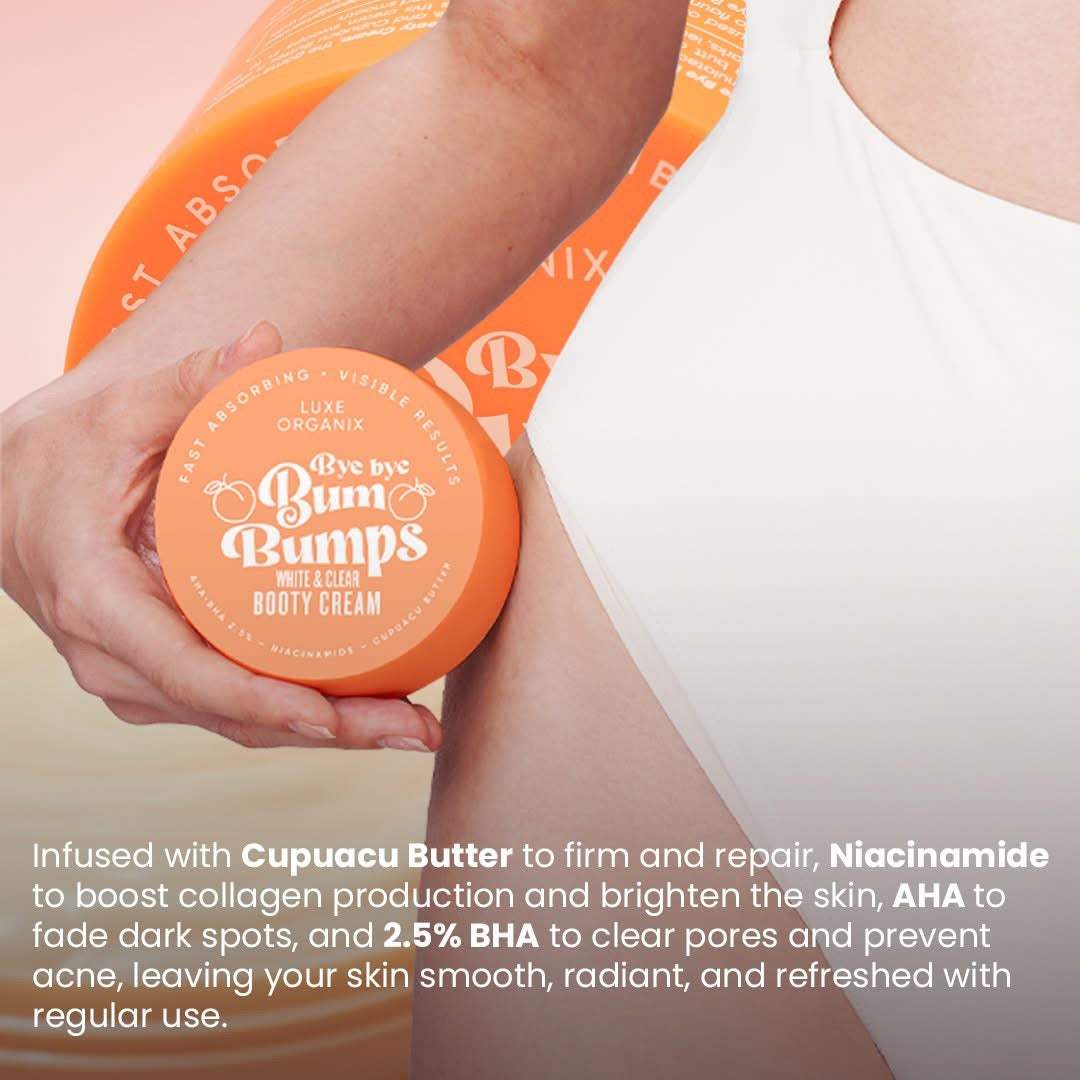 Luxe Organix Bye Bye Bum Bumps White and Clear Booty Cream 230g
