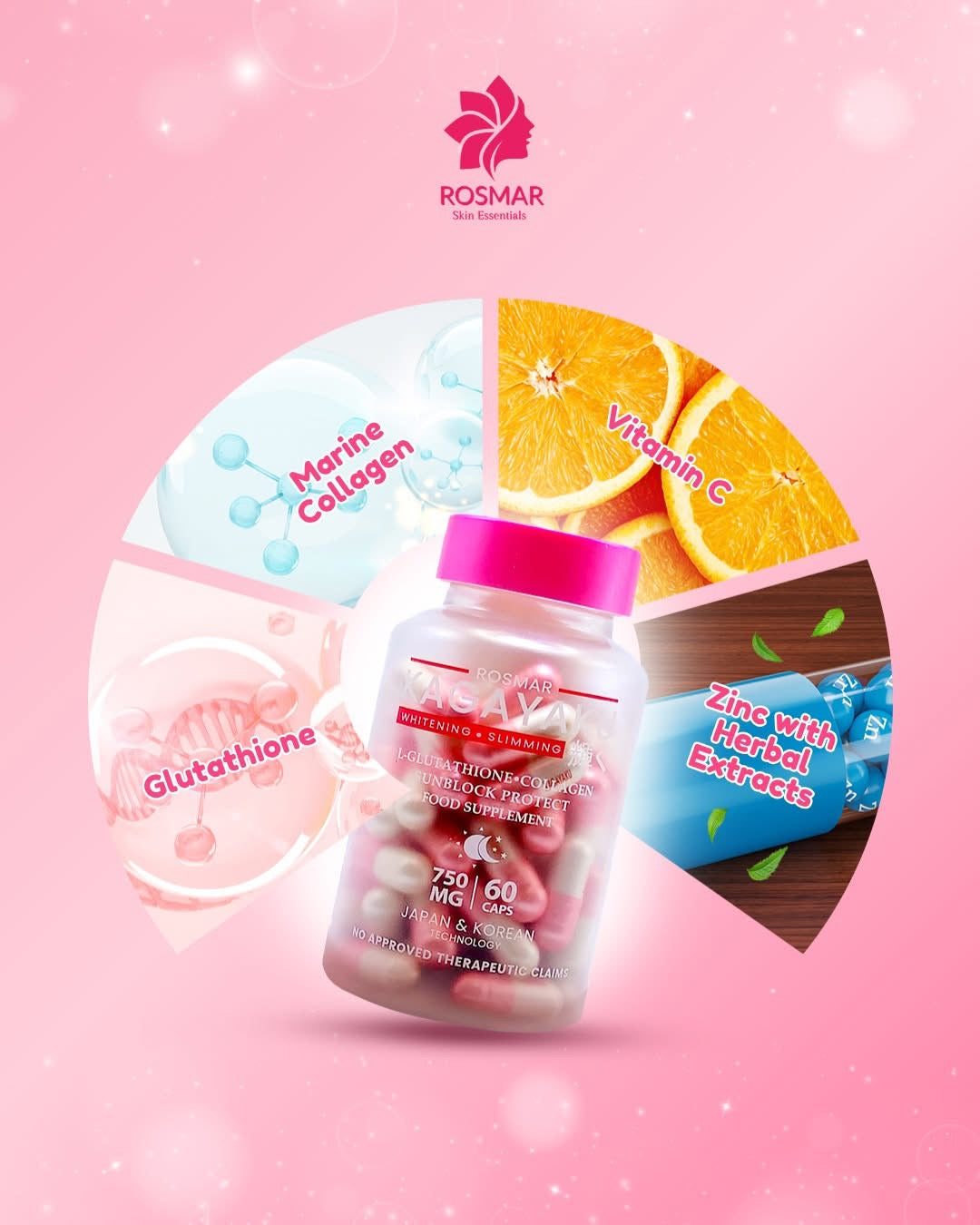 Rosmar Kagayaku Whitening & Slimming Capsules 750mg (60 Capsules)