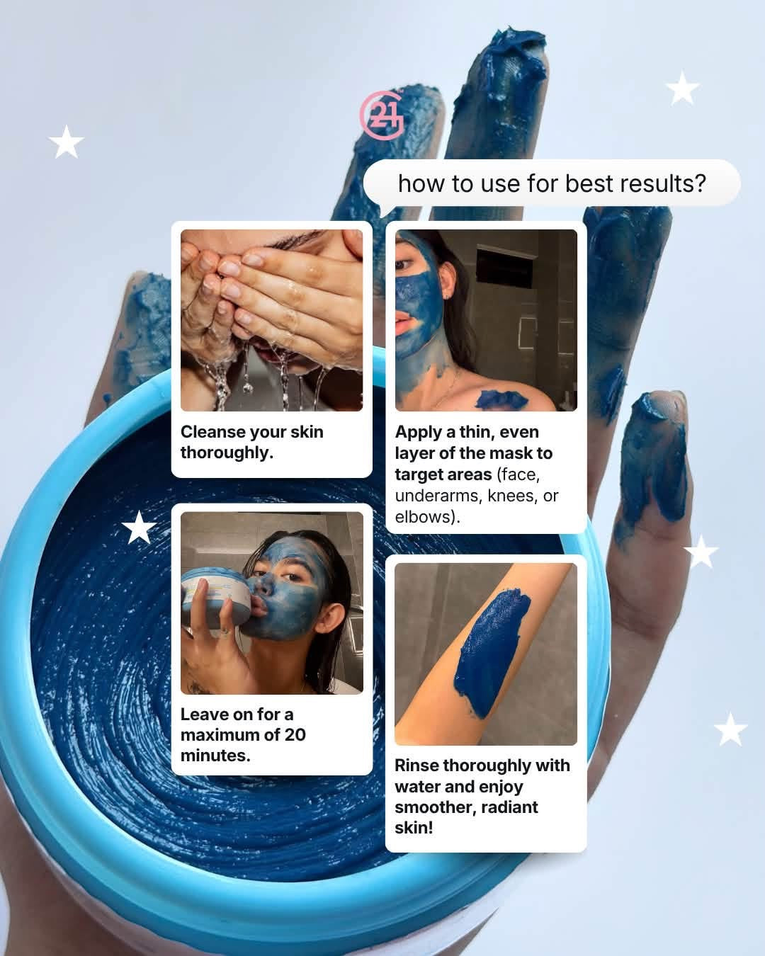G21 Moroccan Blue Nila Powder Face & Body Mask 200g
