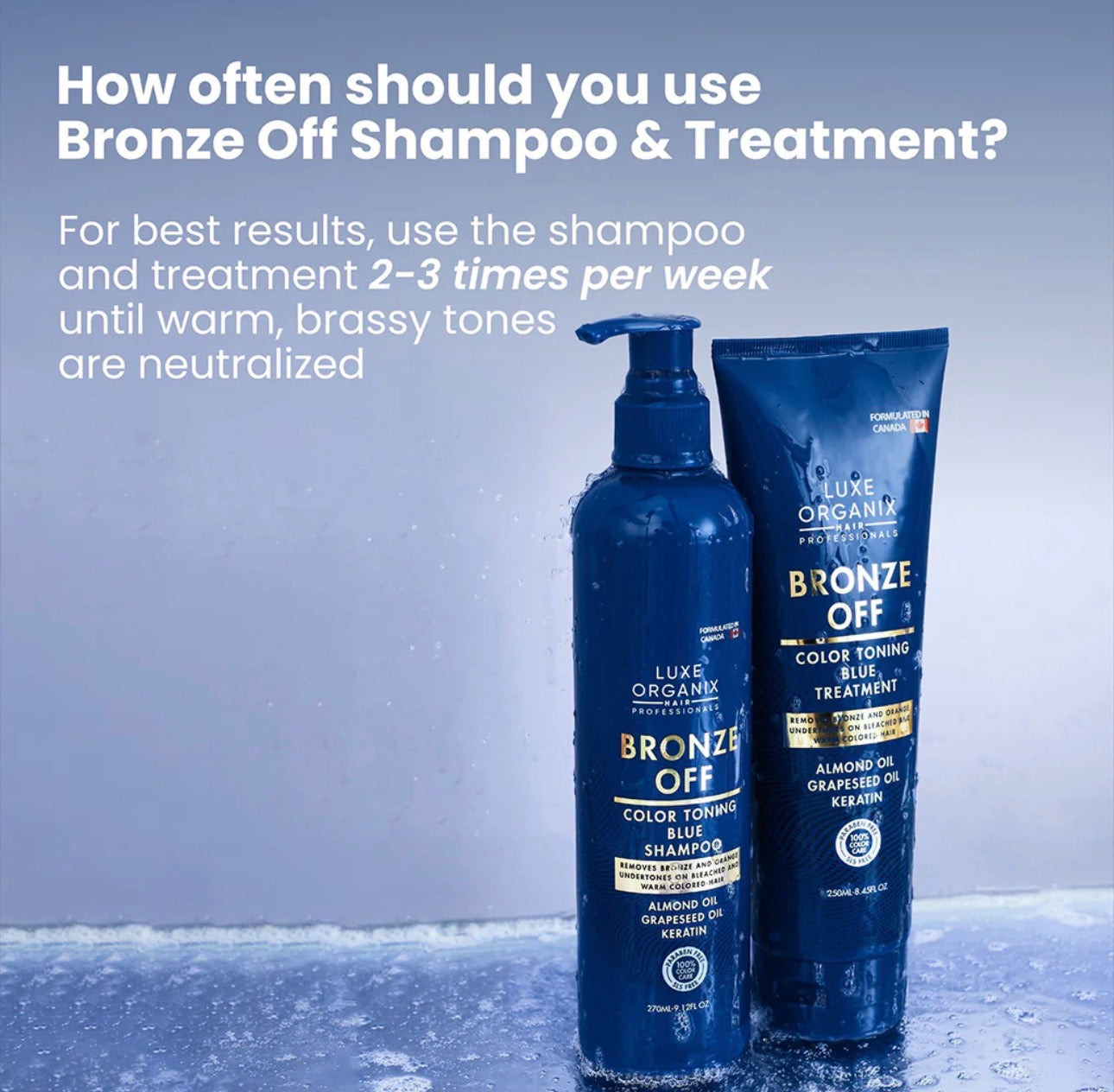 Luxe Organix Bronze Off Color Toning Blue Treatment Shampoo (270ml) & Conditioner (250ml) Set