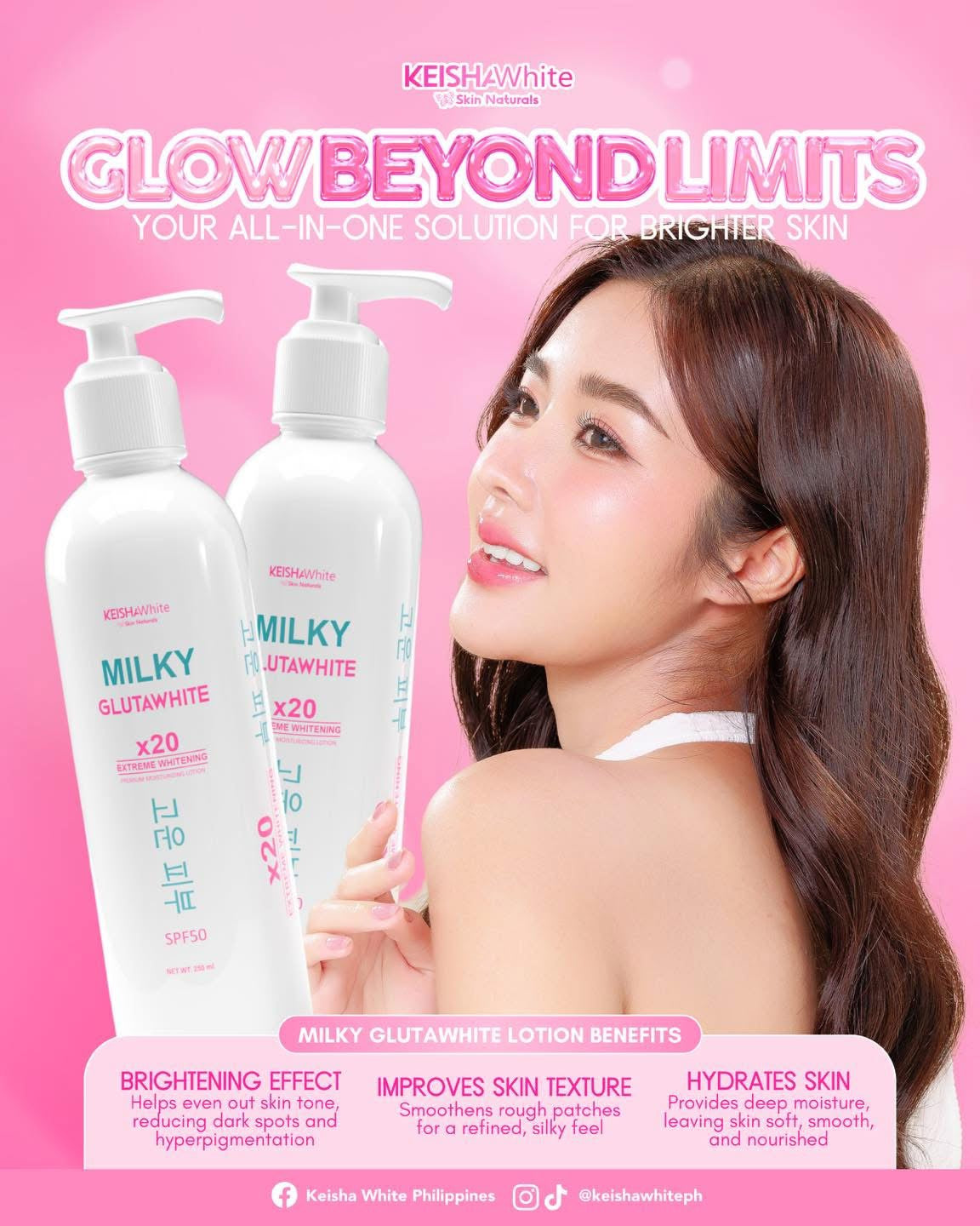 Keisha White Milky Gluta White Premium Lotion SPF50 250ml