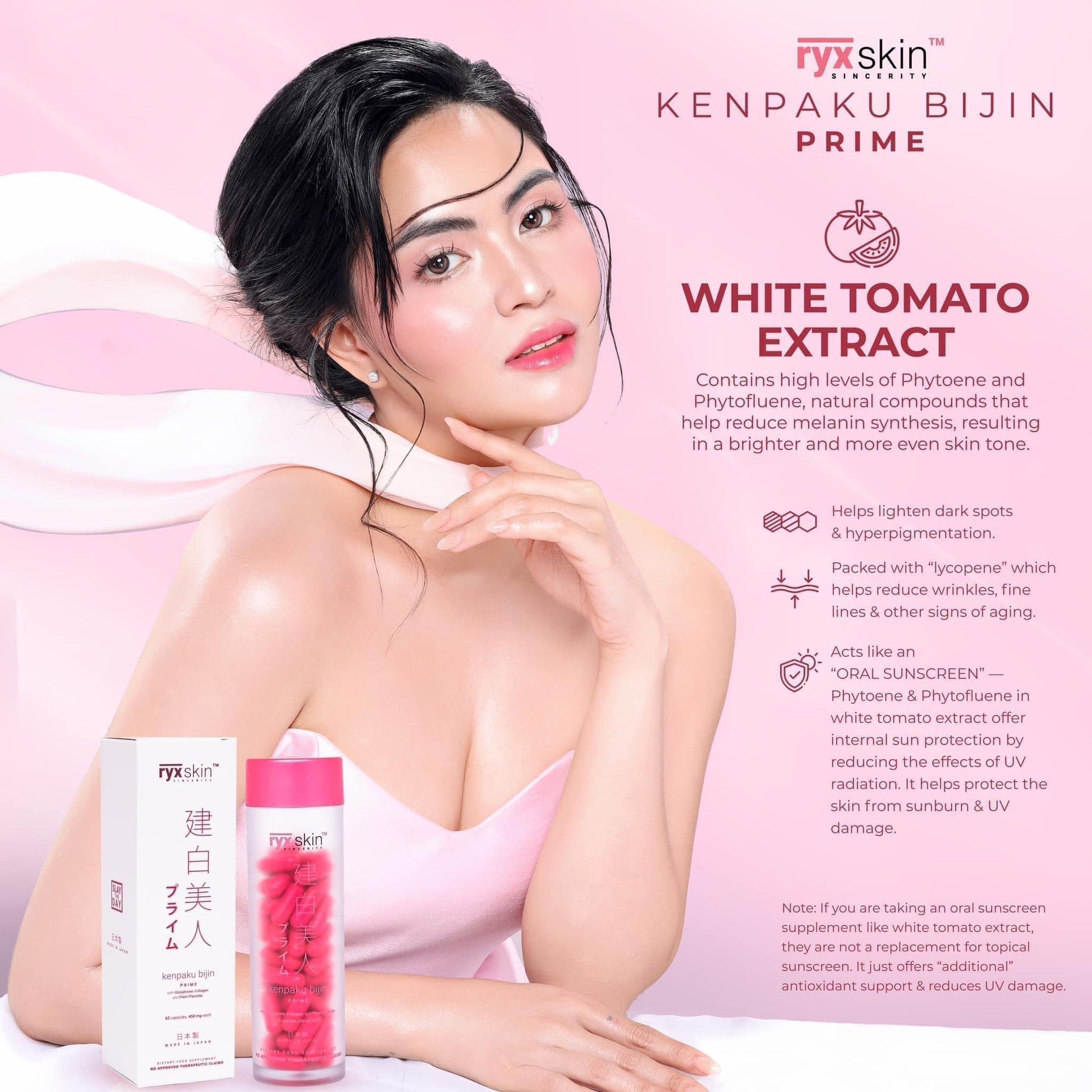 ryx skin glutathione KENPAKU BIJIN 62 CAPSULES capsules crafted to elevate your wellness journey RyxSkin Kenpaku Bijin Prime (Glutathione,Collagen