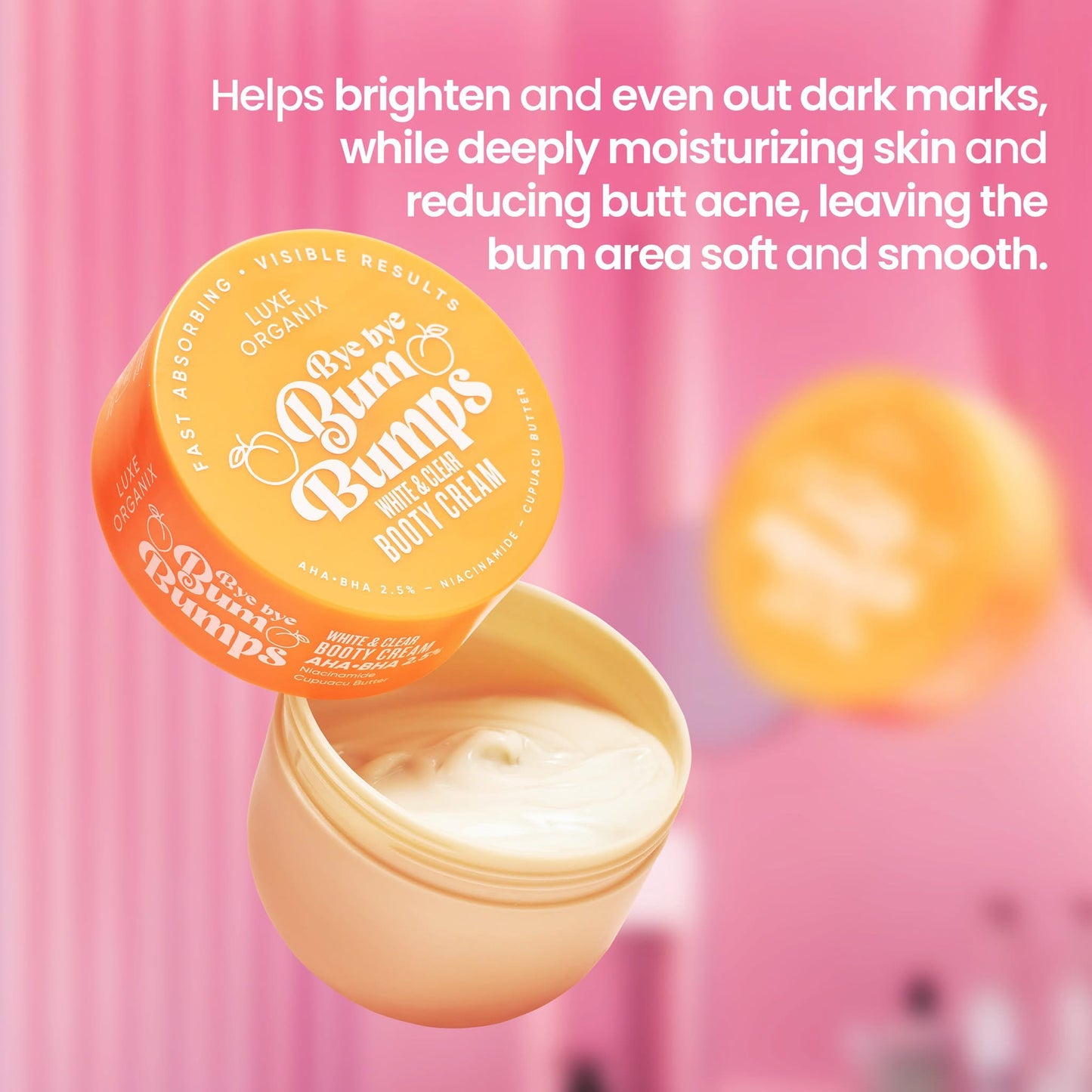 Luxe Organix Bye Bye Bum Bumps White and Clear Booty Cream 230g
