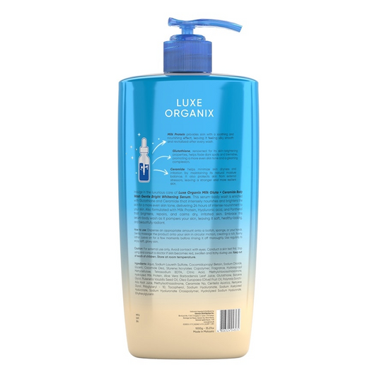 Luxe Organix Milk Gluta + Ceramide Gentle Bright Whitening Serum Perfume Infused Body Wash 1000g