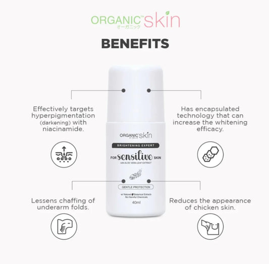 Organic Skin Japan Unscented Intensive Whitening Underarm Deodorant for Sensitive Skin 40ml