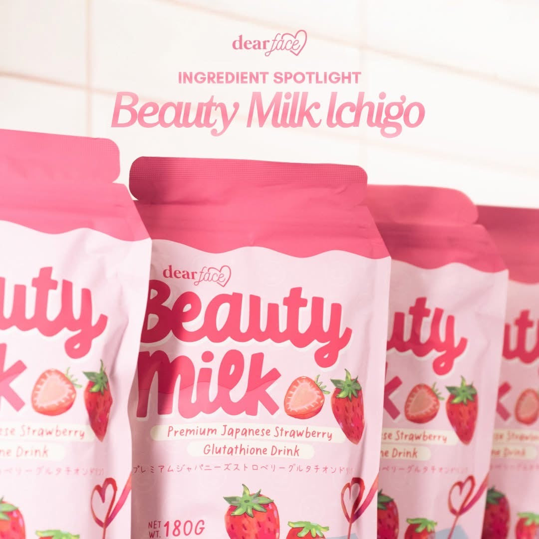 Dear Face Beauty Milk Strawberry Glutathione Drink (Choose a Size) Colabella Dear Face Beauty Milk Strawberry Glutathione Drink (Choose a Size) Colabella