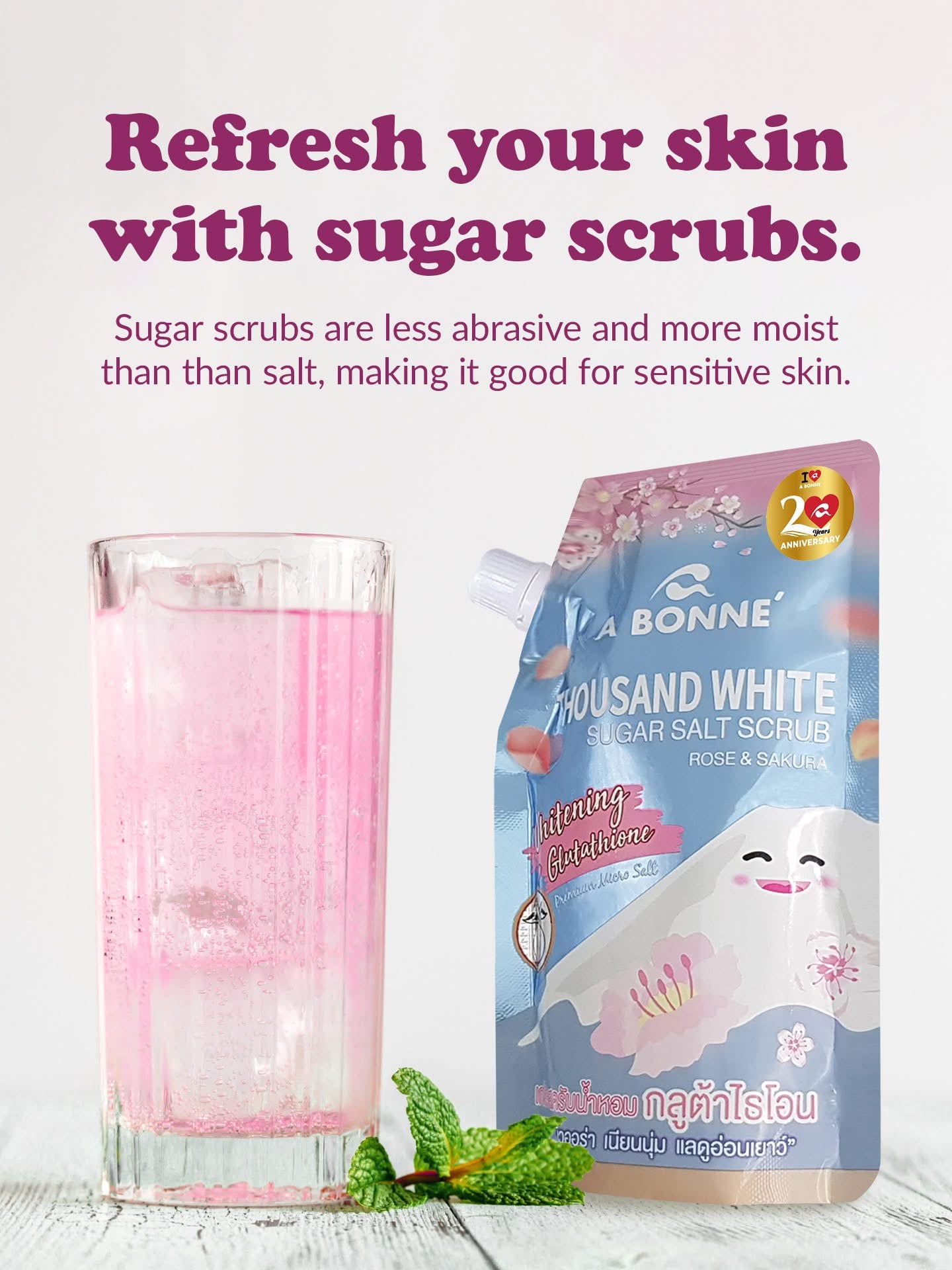 A Bonne’ Thousand White Sugar Salt Scrub Rose and Sakura 350g