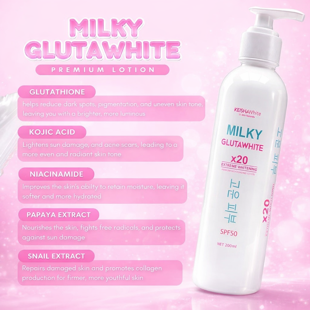 Keisha White Milky Gluta White Premium Lotion SPF50 250ml