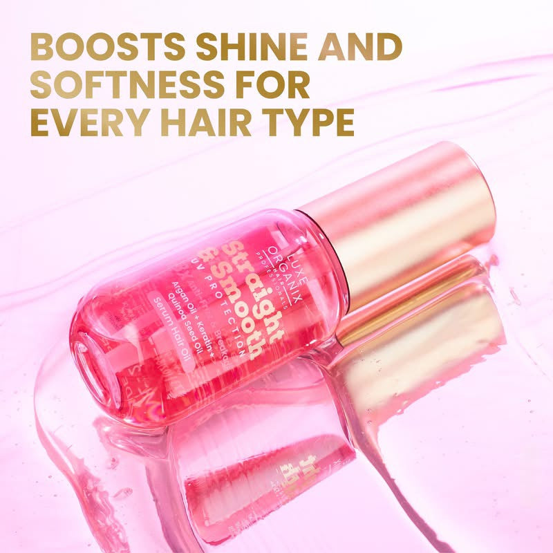 Luxe Organix Straight & Smooth UV Protection 3x Anti-Frizz Argan Oil + Keratin + Quinoa Seed Oil Serum Hair Oil 60ml