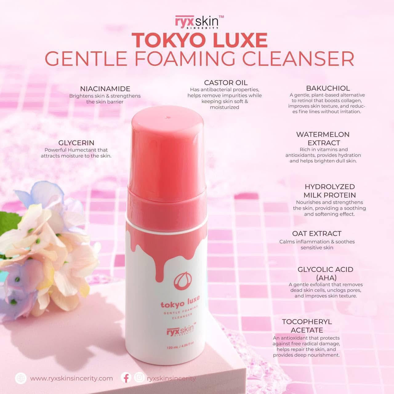 RYX Skin Sincerity Tokyo Luxe Gentle Foam Cleanser 120ml