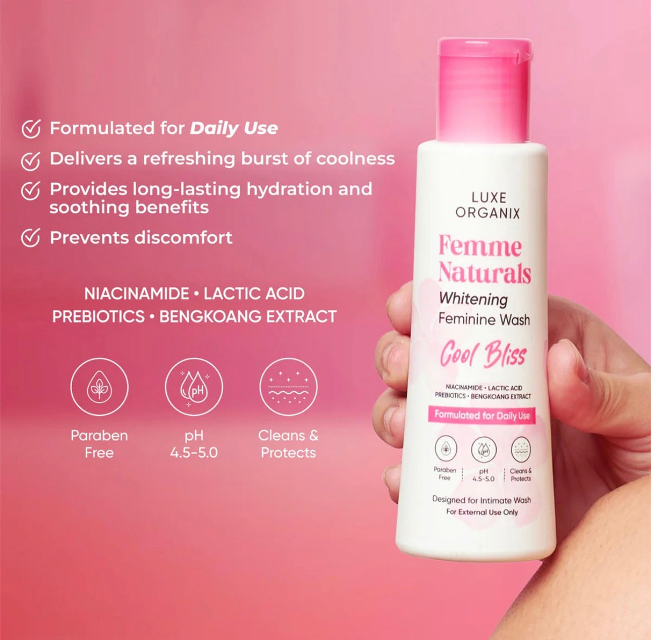 Luxe Organix Femme Naturals Cool Bliss Whitening Feminine Hyglene Wash 120ml