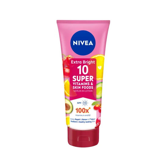 Nivea Extra Bright 10 Super Vitamins & SkinFoods Serum in Lotion 300ml
