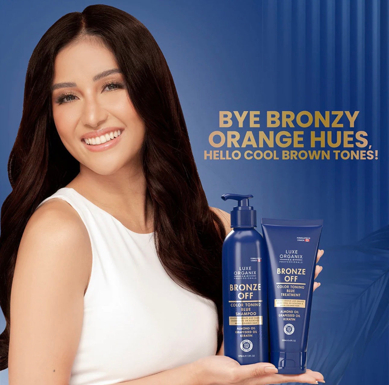 Luxe Organix Bronze Off Color Toning Blue Treatment Shampoo (270ml) & Conditioner (250ml) Set