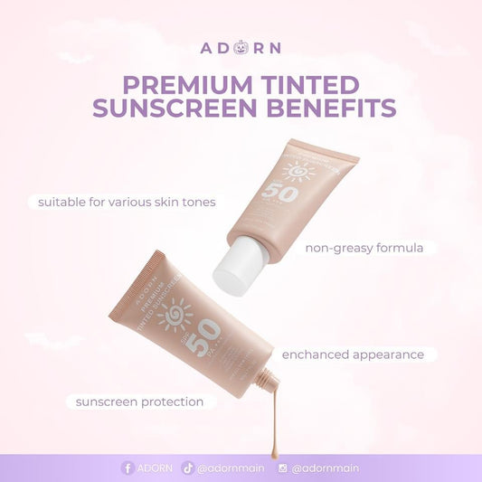 Adorn Premium Tinted Sunscreen SPF50 PA+++ 50g (New Packaging)