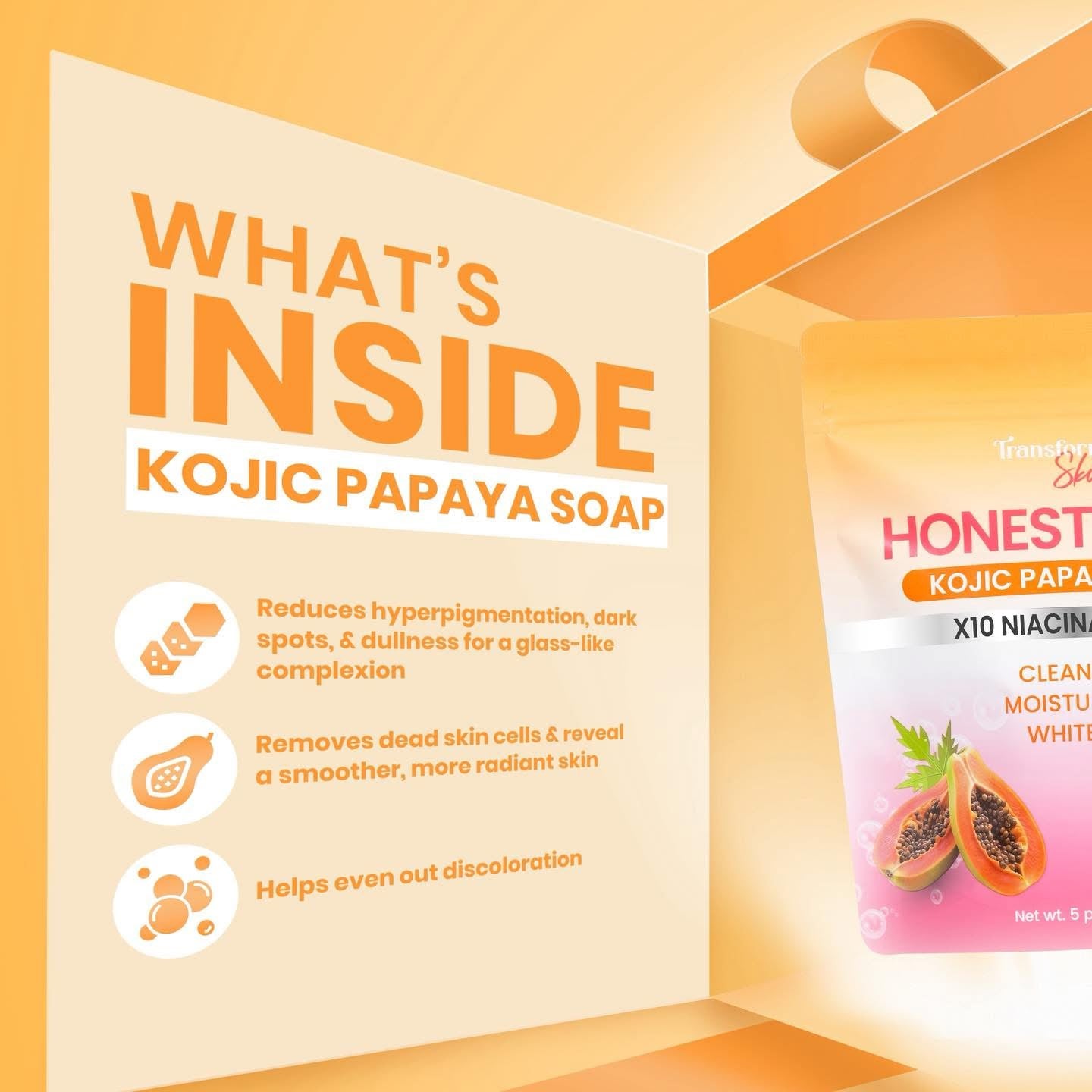 Honest Glow Papaya Kojic Soap 70g x 5