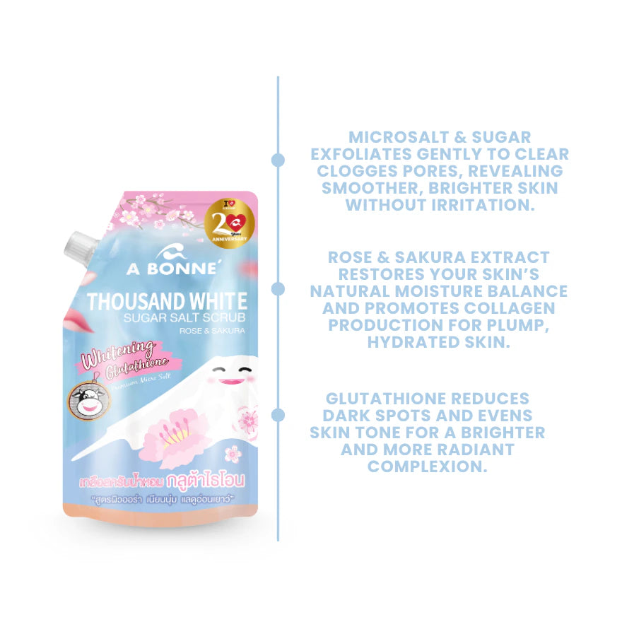 A Bonne’ Thousand White Sugar Salt Scrub Rose and Sakura 350g
