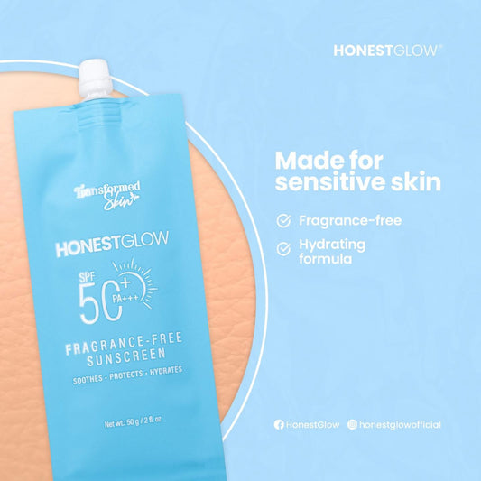 Honest Glow Fragrance-Free Sunscreen
SPF 50 PA+++ 50g by Transformed Skin