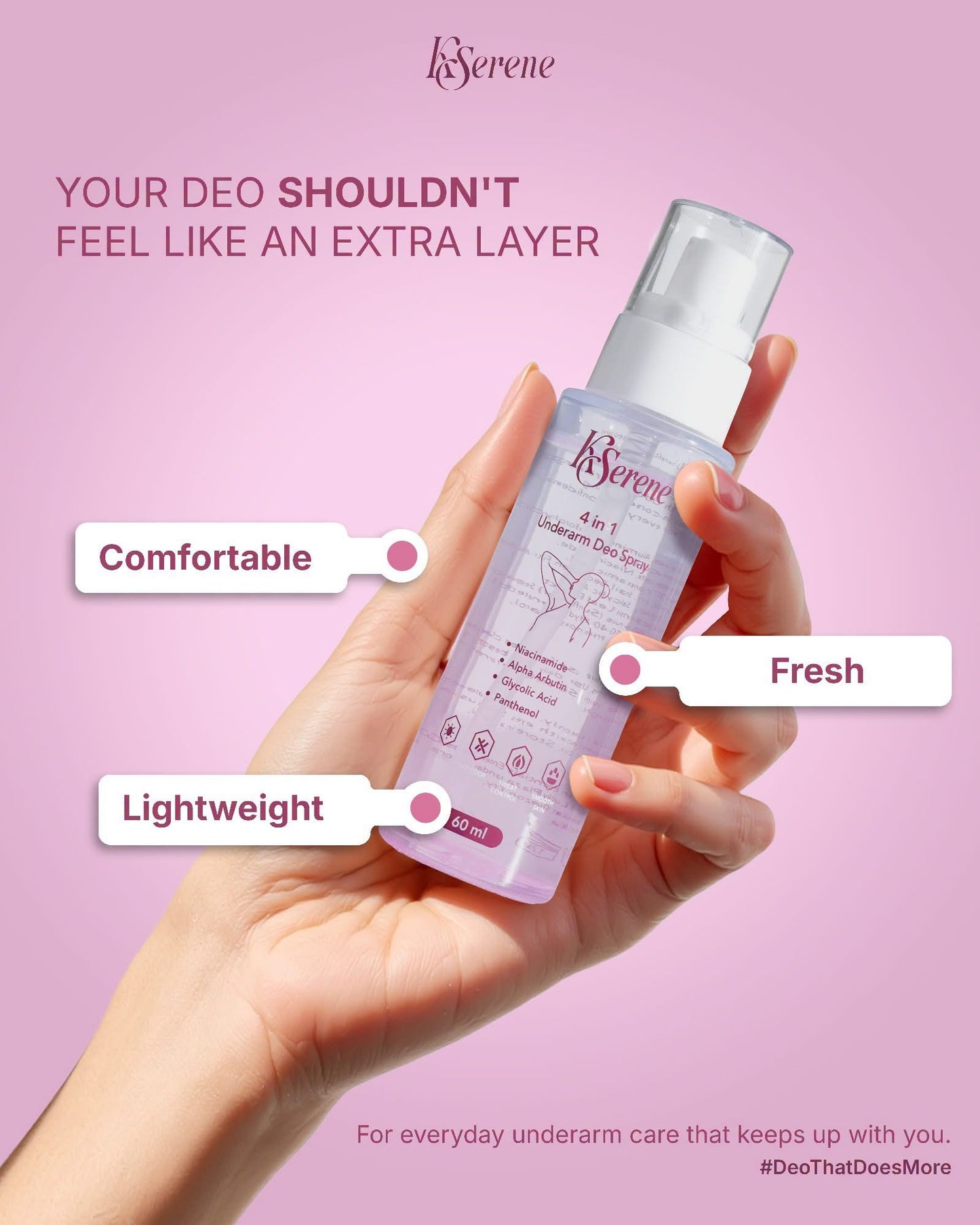 KSerene 4 in 1 Underarm Deo Spray 60ml