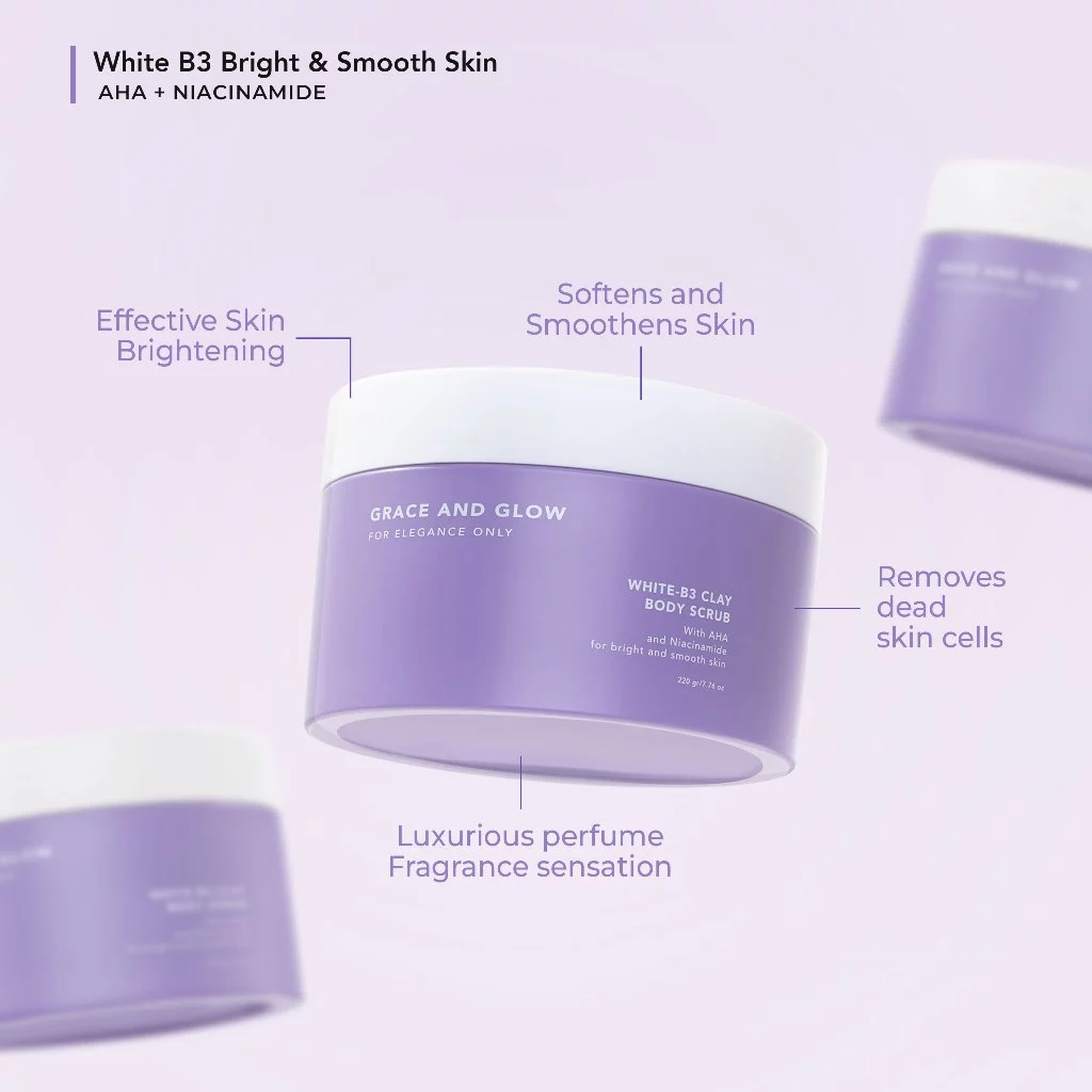 Grace and Glow White B3 Clay Body Scrub 220g