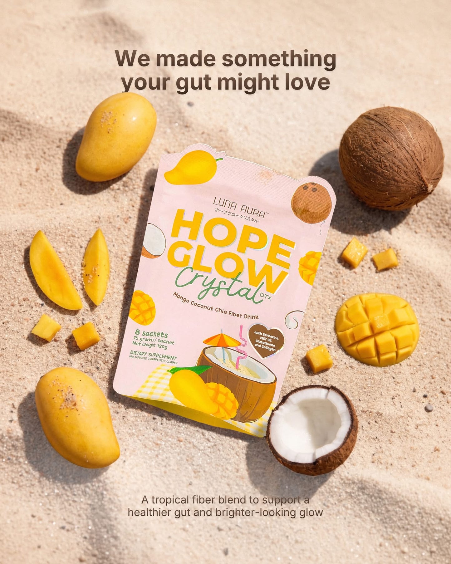 Luna Aura Hope Glow Mango Coconut Chia Fiber Drink 8s