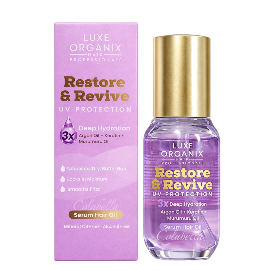 Luxe Organix Restore & Revive UV Protection 3X Deep Hydration Hair Oil Serum (Argan Oil + Keratin + Murumuru Oil) 60ml
