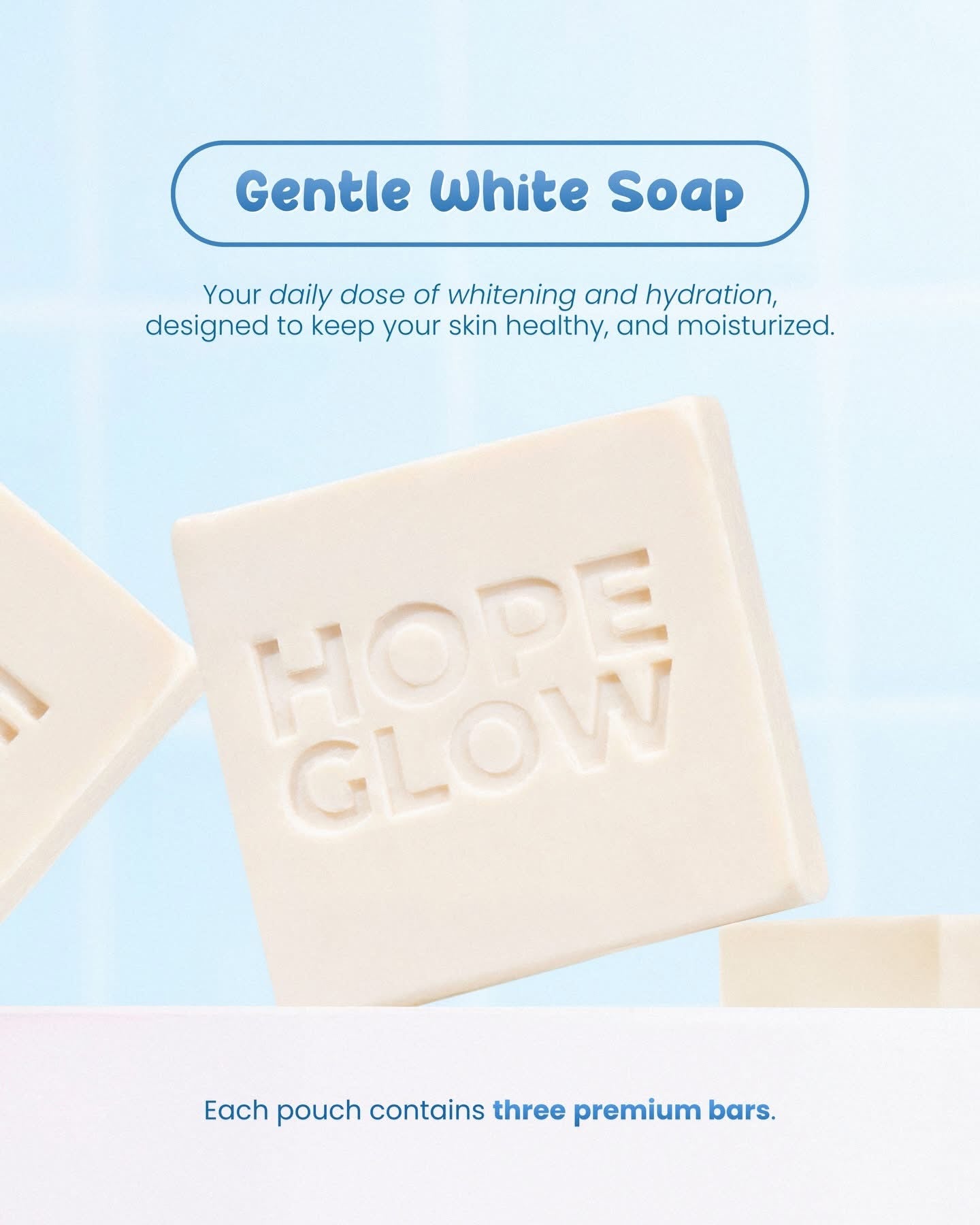 Luna Aura Hope Glow Gentle White Face & Body Soap (50g x 3 Bars)