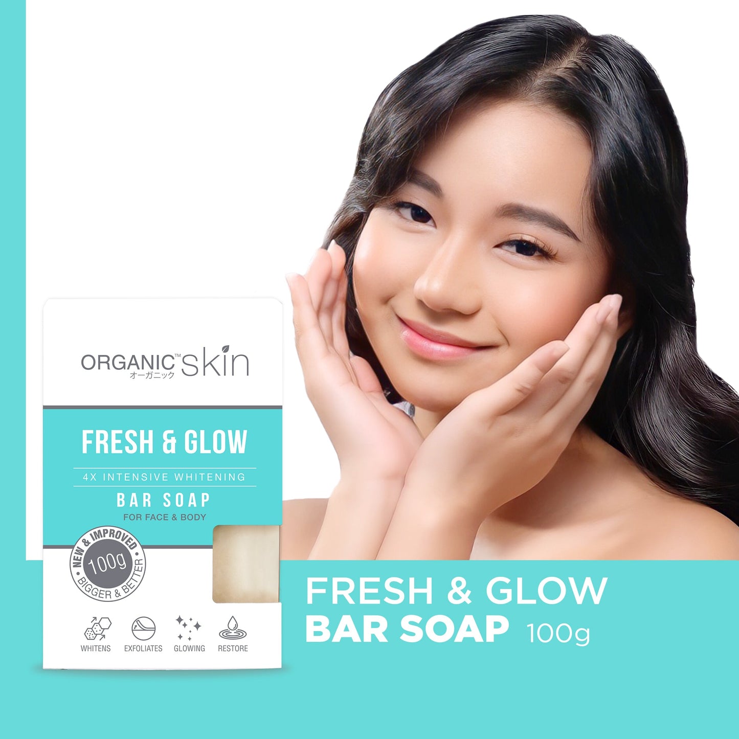 Organic Skin Japan 4x Whitening Soap with Kojic + Vitamin C (100g)