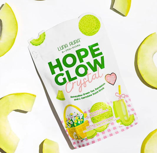 Luna Aura Hope Glow Crystal Honeydew Green Tea, Dandelion & L-Carnitine Juice Drink 10s